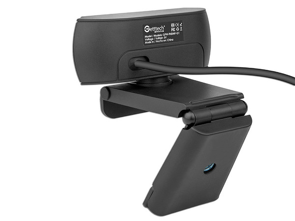 Cámara Web FHD Getttech GPW-FHDMF-G1, Full HD 1080p, micrófono dual estéreo con cancelación de ruido, USB. Color Negro.