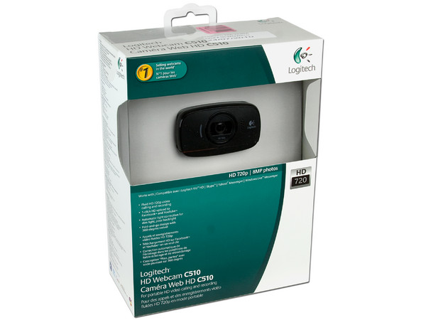 Cámara Web HD Logitech C510, Video 720p, Micrófono integrado, USB