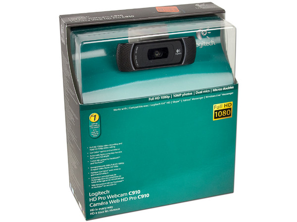 Cámara Web HD Logitech Pro C910, Video Full HD 1080p, Micrófono doble integrado, USB.