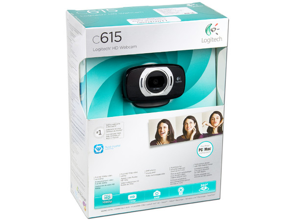Cámara Web HD Logitech C615, Video Full HD, micrófono integrado, diseño plegable con rotación de 360 grados, USB.