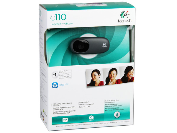 Cámara Web Logitech C110, Resolución de 640x480, Micrófono integrado.