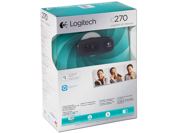 Cámara Web HD Logitech c270, Video 720p,  Resolución de 1280x720, USB