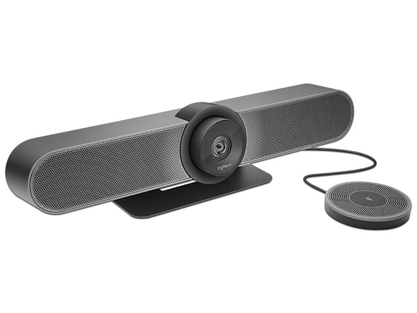 Sistema de videoconferencia Logitech MeetUp para salas medianas, con cámara 4K, con micrófono de extensión.