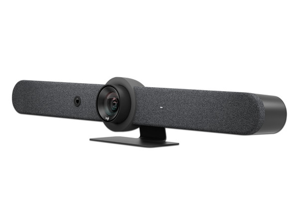 Sistema de Videoconferencia Logitech Rally Bar Todo en uno color grafito, 4k Ultra HD, 30 fps, HDMI, USB tipo c, altavoces integrados, 6 micrófonos.