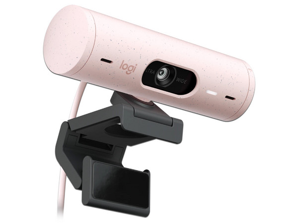 Cámara Web Logitech Brio 500, Video Full HD 1080p, Micrófono integrado, USB-C. Color Rosa.