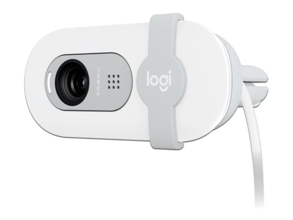 Cámara Web Logitech BRIO 100, Full HD 1080p, USB, Color Blanco.