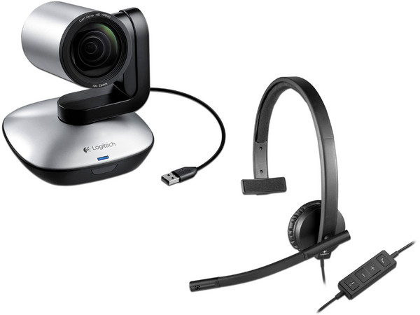 Cámara para Videoconferencias Logitech PTZ Pro Camera, Video Full HD 1080p, USB, con certificación para negocios. Incluye Diadema Logitech H570E con micrófono y control de volumen.