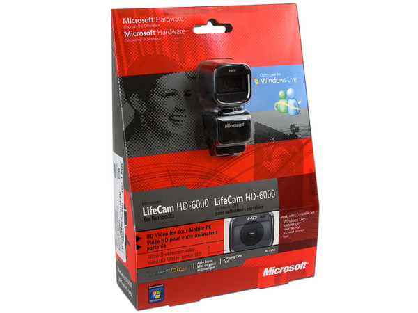 WebCam Microsoft LifeCam HD-6000 para Notebooks, HD 720p widescreen (16:9), USB.