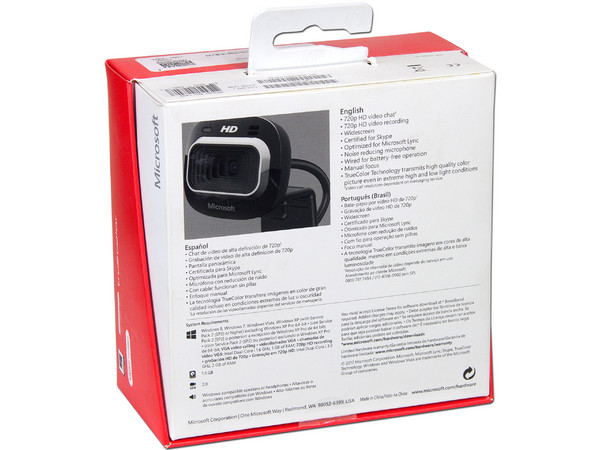 Cámara Web Microsoft LifeCam HD-3000, Video HD 720p, Micrófono integrado, USB.