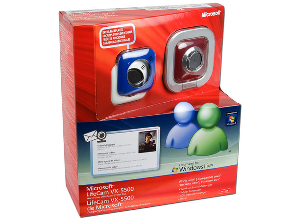 WebCam Microsoft LifeCam VX-5500, 1.3MP, Micrófono integrado, USB, Carcasas intercambiables (Roja, Azul y Blanca).