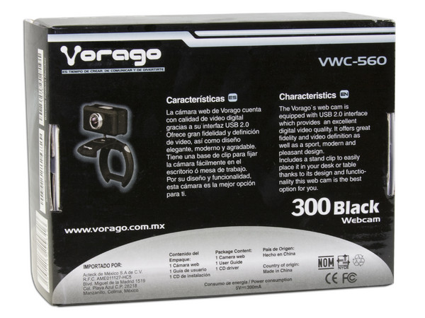 Cámara Web Vorago 300 Black, USB 2.0