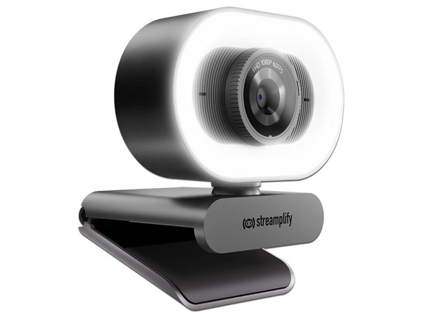 Cámara Web Streamplify CAM PLUS de 2MP (1920 x 1080), Ángulo de Visión de 80 Grados, USB 2.0 tipo A, Micrófono Integrado. Color Negro.
