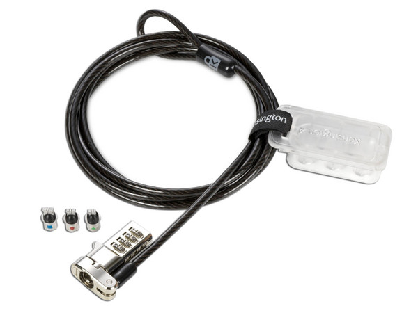 Cable de Seguridad Kensignton K62316WW con Candado de combinación 3 en 1 para Laptop, 1.8m. Color negro.