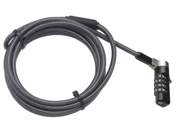 Cable de Seguridad Klip Xtreme Bolt C, Cable trenzado de Acero Galvanizado, 2m, Color Negro.