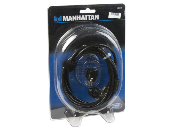 Cable de Seguridad con Candado de llave para Laptop (1.7 m), Marca Manhattan   