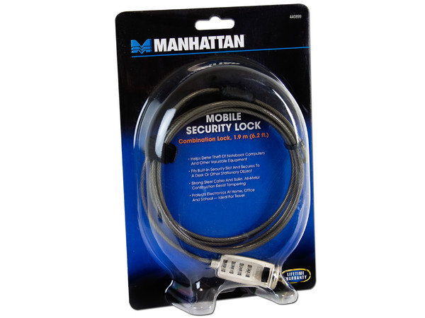 Candado de Seguridad Manhattan para Portátiles Candado con combinación, 1.9 m