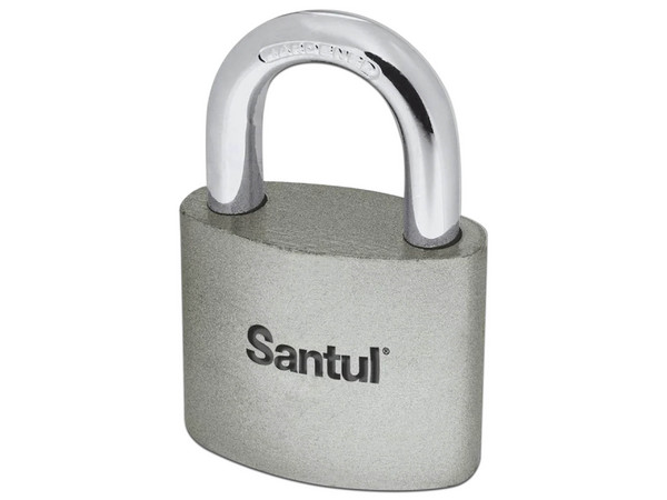 Candado de Hierro Santul 8051 Gancho Estándar de 32mm con 2 Llaves Incluidas. Color Gris.