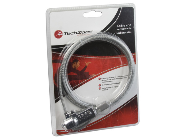 Cable de Seguridad TechZone con cerradura de combinación (1.8 m).