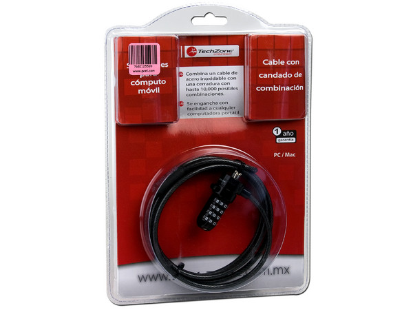 Cable de Seguridad TechZone con cerradura de combinación (1.5 m)