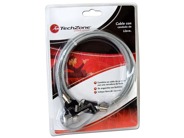 Cable de Seguridad TechZone con candado de llave (2.1 m).