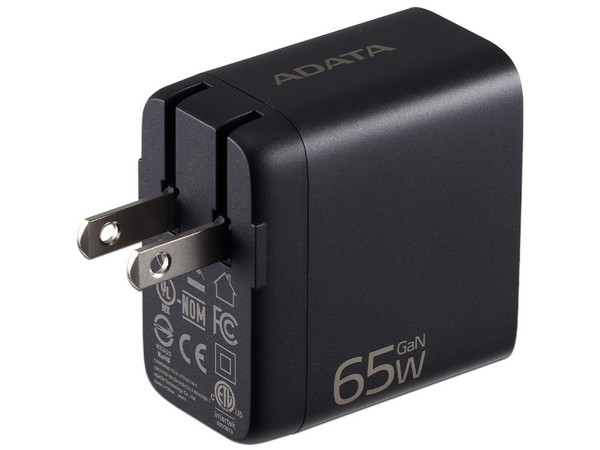 Cargador de pared ADATA Charger U CHARGERU-0653-QCPDBK de 65W con 2 puertos USB tipo C PD 3.0 y 1 puerto USB tipo A QC 3.0. Color Negro.