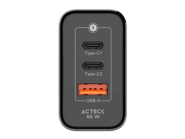 Cargador de pared Acteck Energon Prime CP65W Advanced Series AC-935579 de 65W. Color Negro.