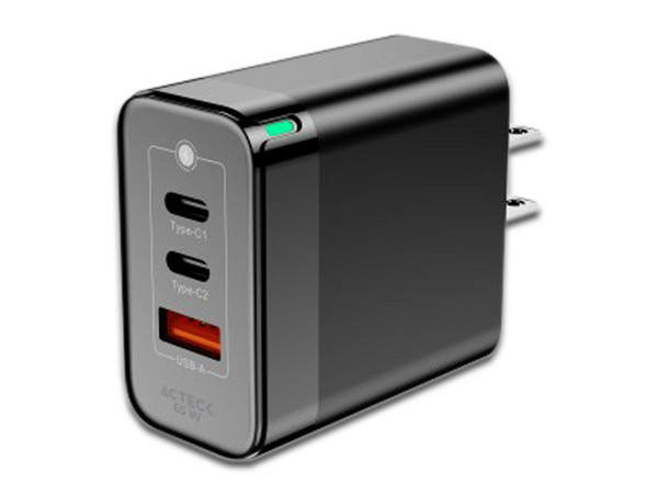 Cargador de pared Acteck Energon Prime CP65W Advanced Series AC-935579 de 65W. Color Negro.