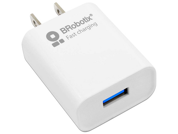 Cargador de pared BRobotix 6001349 de carga rápida con cable Lightning de 1m. Color Blanco.