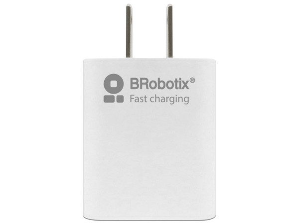 Cargador de pared BRobotix 6001349 de carga rápida con cable Lightning de 1m. Color Blanco.