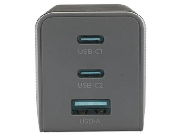Cargador EZVIZ GaN III AK-PAG65PN-65W, 2 Puertos USB Tipo C, 1 Puerto USB Tipo A. Color Negro.