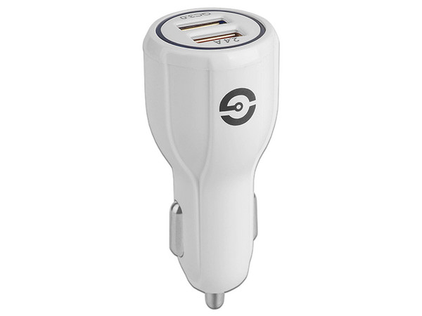 Cargador GETTTECH para coche USB de 2 puertos, 5V / 2.1A, Color Blanco.