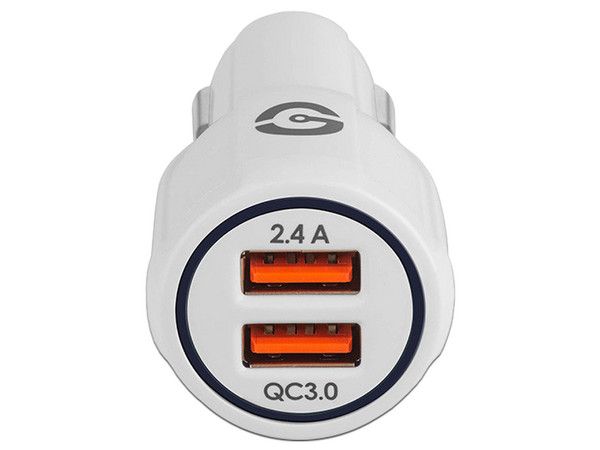Cargador GETTTECH para coche USB de 2 puertos, 5V / 2.1A, Color Blanco.