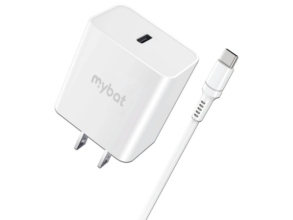 Cargador de pared MyBat MCGTRACCMO05W de 22W con USB tipo C PD y carga rápida incluye cable USB tipo C de 1.2m. Color Blanco.