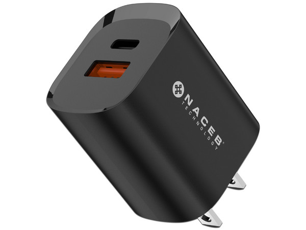 Cargador de pared NACEB NA-0143 GaN de 35W con USB tipo A y USB tipo C.
