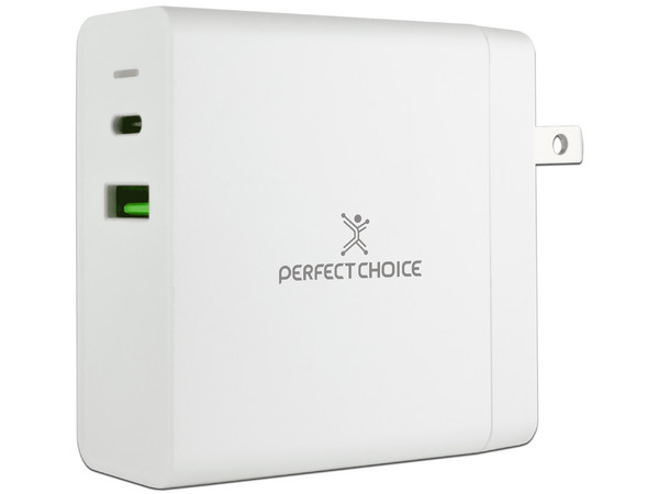 Cargador de pared Perfect Choice PC-240396 de 65W con USB. Color Blanco.