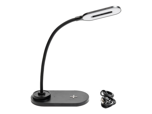 Cargador inalámbrico Perfect Choice Daylight PC-241058 de 15W con lámpara LED. Color Negro.