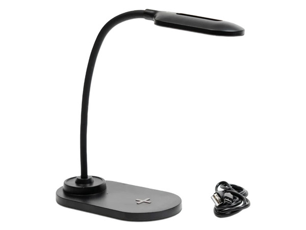 Cargador inalámbrico Perfect Choice Daylight PC-241058 de 15W con lámpara LED. Color Negro.