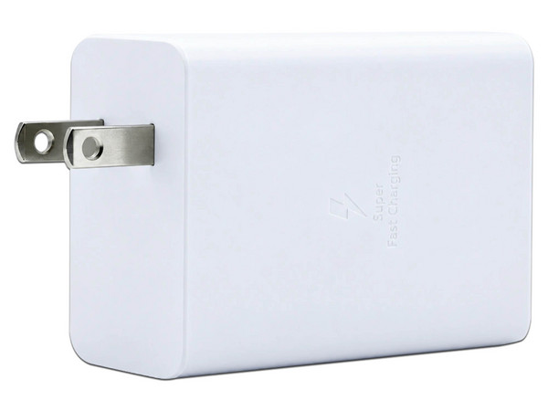 Cargador de pared Samsung Trio 14041003026 de 65W con 2 puertos USB tipo C y 1 puerto USB tipo A. Color Blanco.