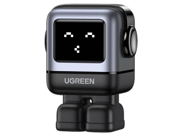 Cargador de pared UGREEN RobotGaN 15570B de 65W con 1 puerto USB tipo A 2 puertos USB tipo C y zapato magnético extraíble. Color Gris.