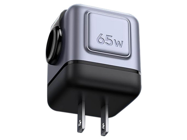 Cargador de pared UGREEN RobotGaN 15570B de 65W con 1 puerto USB tipo A 2 puertos USB tipo C y zapato magnético extraíble. Color Gris.