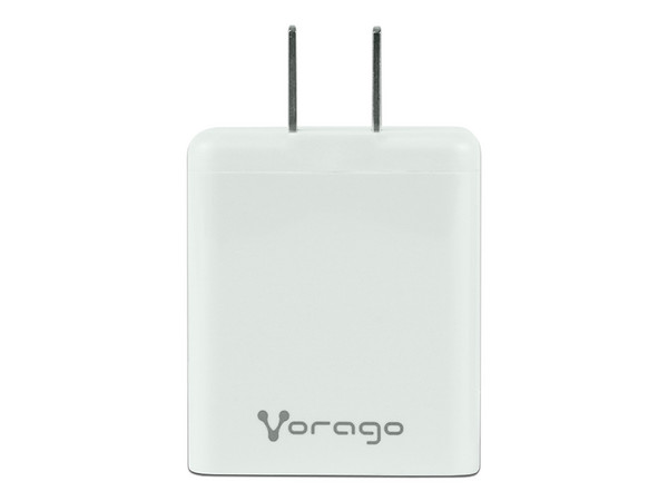 Cargador para pared Vorago Quick Charge AU-350, 3.0A, PD 20W a USB-A y USB-C, Color Blanco.