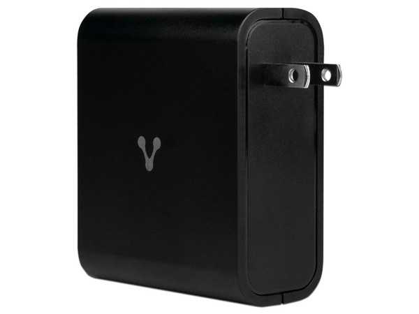 Cargador de pared Vorago AU-600 de 100W con 2 puertos USB tipo A 3.0 3 puertos USB tipo C 3.0 y carga rápida. Color Negro.