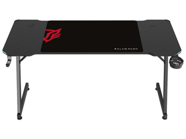 Escritorio Gamer Ergonómico Olympus Spot Glow MRX6000, Estructura Z, 140 x 60 cm, Soporta hasta 100 kg, ABS, PC, Acero, Aglomerado de 15 mm, Recubrimiento de melamina en fibra de carbono, RGB, 1 Tapete XXL 80 x 50 cm, 1 Porta Vasos, Legend. Color Negro.