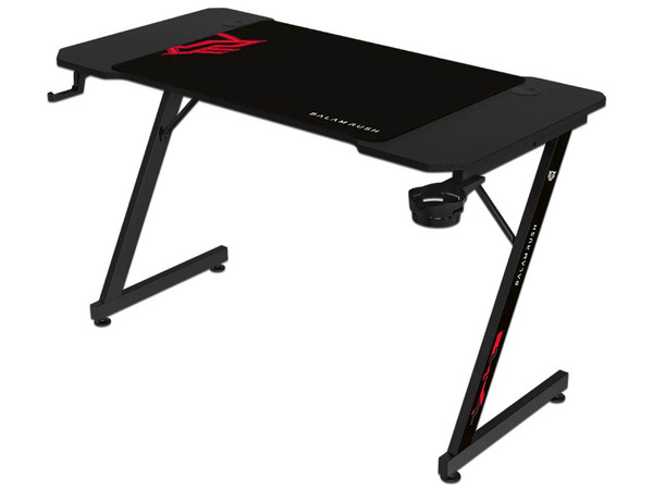 Escritorio Gamer Balam Rush Olympus Spot MRX4000, Estructura Z, Soporta hasta 100kg, Porta vasos, Color Negro.