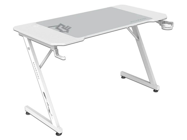 Escritorio Gamer Balam Rush Olympus Spot MRX4000, Estructura Z, Soporta hasta 100kg, Porta vasos, Color Blanco.