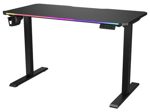 Escritorio Gamer Cougar E-ARES 120, Iluminación RGB, Altura Ajustable, Soporta hasta 80kg. Color Negro.