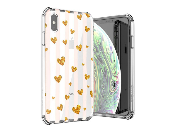 Funda Ballistic Jewel Mirage para iPhone X/XS con diseño de corazones. Uso rudo.
