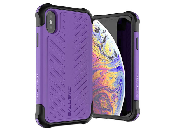Funda Ballistic Tough Jacket para iPhone X/XS. Uso rudo. Color Morado.