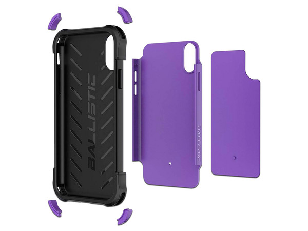 Funda Ballistic Tough Jacket para iPhone X/XS. Uso rudo. Color Morado.
