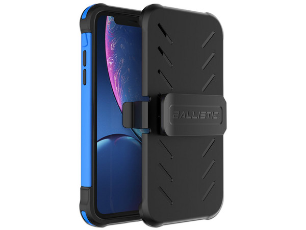 Funda Ballistic Tough Jacket Maxx para iPhone XR con clip y mica de pantalla. Color Azul.